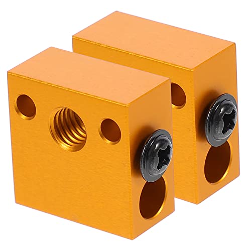 KICHOUSE 2 Stück Heizungsblockzubehör wandfest D printer accessories Heating block Extruder Heizblock 3d drucker zubehör 3D-Druckerteile Aluminiumlegierung Golden von KICHOUSE