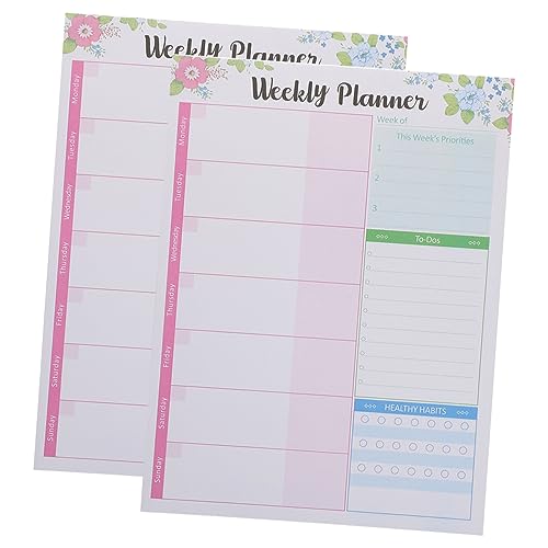 KICHOUSE 2 Stück Notizbuch Planblock Arbeitsheft Zeitplan Kalender Liste Planer zu tun Pad machen Täglicher Aufgabenplaner Wöchentlicher Notizblock Wochenplaner Papier von KICHOUSE