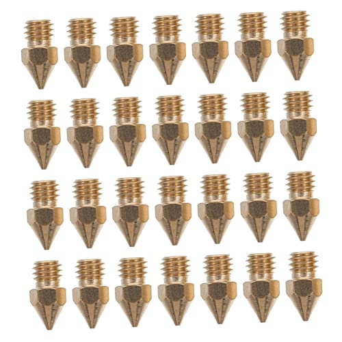 KICHOUSE 30 Stück Fadendruckdüsen nozzle set zubehör für drucker goldfarbe D-Druck-Zubehör Präzisionsdüsen 3D-Druckerteile Gewindedruckdüse für 3D-Drucker 3d drucker zubehör Messing Golden von KICHOUSE