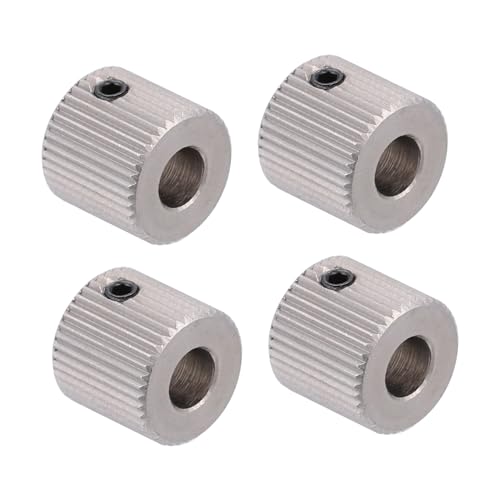 KICHOUSE 4 Stück 40 Extrusionsrad für 3D-Drucker Extruder-Zahnräder Extruderreihe Zähne Extruder Rad Extruderrad Raddrucker Antriebsrad 3d-drucker fütterung zahnrad Rostfreier Stahl Silver von KICHOUSE