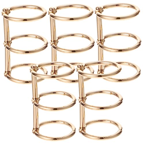 KICHOUSE 5 Stück Metallschnalle College-liniertes Notizbuch Ordner mit losen Blättern Buchbinderringe Bücherringe Ringmappe Mini-Binderringe Ordnerringe Legierung Golden von KICHOUSE