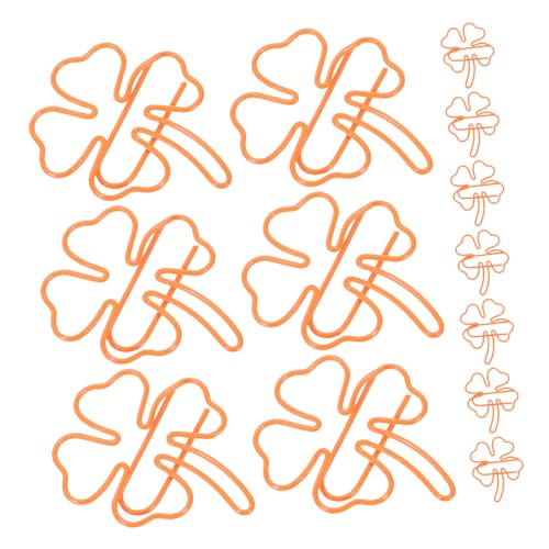KICHOUSE 50 Stück Büroklammer Mit Vierblättrigem Kleeblatt Süßes Lesezeichen Süße Scrapbooking -clips Nettes Schreibtischzubehör Frühlingslesezeichen Schulbedarf Metall Orange von KICHOUSE