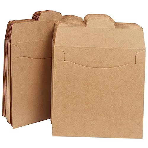 KICHOUSE 50 Stück CD-Tasche aus Kraftpapier CD -Speicherung Farbe Beleg Umschläge aus braunem Papier Mini-braune Papiertüte mit CD-Taschen aus Papier Braune Beutel Kraftpapiertüte Hellbraun von KICHOUSE