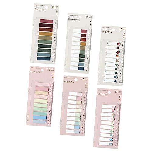KICHOUSE 6Sätze Klebrige Notizblöcke Index Tabs Haftende Seitenmarker für Büro Schule und Zuhause Markieren und Dekorieren von Notizen und Dokumenten von KICHOUSE