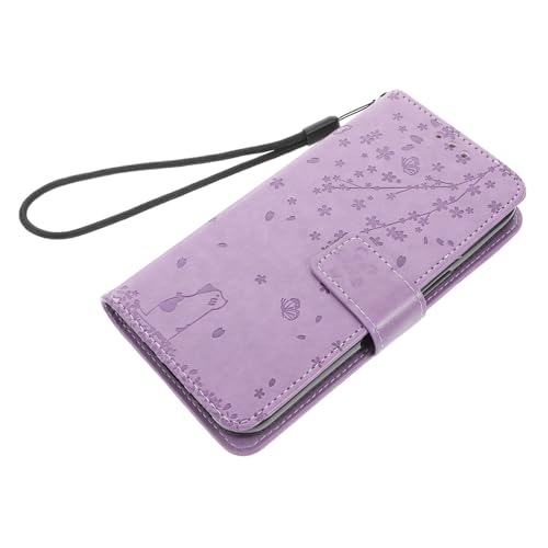 KICHOUSE Handyhülle Kompatibel Mit 14, Pu-Leder, Klapphülle, Kartenhalter, Süße Schutzhülle Mit Katzen-Sakura-prägung Für Damen von KICHOUSE