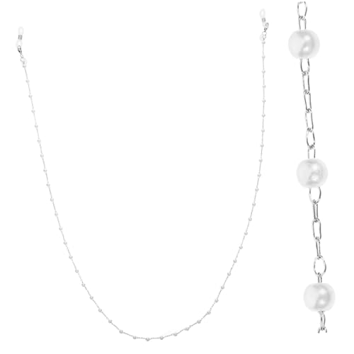 KICHOUSE Kopfhörerkette Headset Ohrenstöpsel Gläser Anti-verlorene Kette Aus Glas Kopfhörer Anti-verlorenes Hängendes Seil Zum Aufhängen Perlmutt-hängeriemen Silver Legierung von KICHOUSE