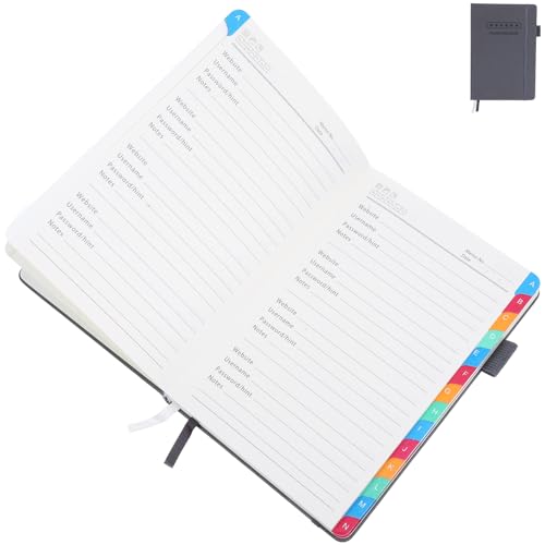 KICHOUSE Passwortregistrierungsbuch Notizblock zur Passwortverwaltung Passwort-Notizbuch Kleiner Notizblock für Passwort notizbuch Internet-Passwort-Notizblock Aufnahmebuch Pu Grau von KICHOUSE