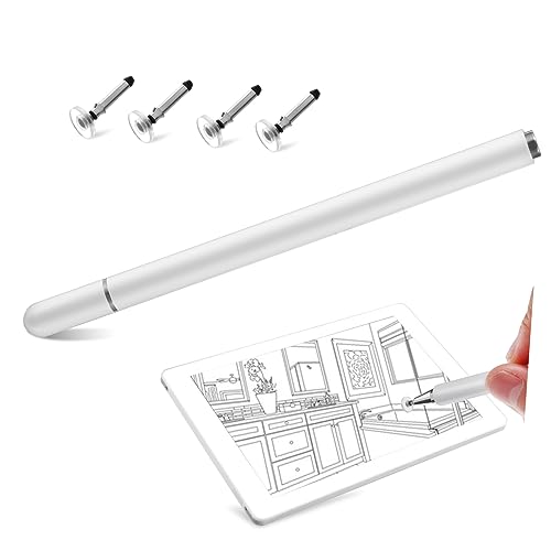KICHOUSE Touchscreen Stift Für Tablet Smartphones Kapazitiver Stylus Mit Ersatzspitzen Kein Bt Nötig Hochsensibel Transparentes Disc Design Kompatibel Mit Allen Geräten von KICHOUSE