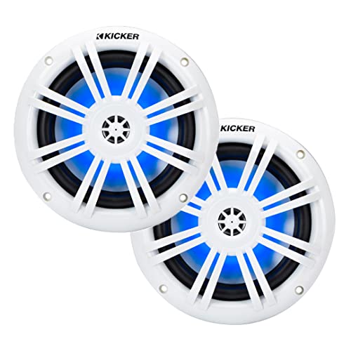 KICKER 49KM604WL KM 16,5 cm (6,5 Zoll) 4Ω blaue LED Marine Koaxial-Lautsprecher – Paar von KICKER