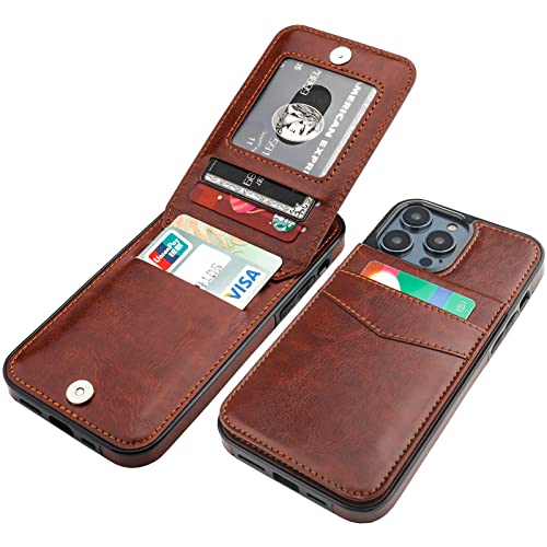 KIHUWEY Kompatibel mit iPhone 14 Pro Hülle Wallet mit Kreditkartenhalter, Flip Premium Leder Magnetverschluss Magnetische Handyhülle Kickstand Heavy Duty Schutzhülle für iPhone 14 Pro 6,1 Zoll (Braun) KIHUWEY Kompatibel mit iPhone 14 Pro Hülle Wallet mit Kreditkartenhalter, Flip Premium Leder Magnetverschluss Magnetische Handyhülle Kickstand Heavy Duty Schutzhülle für iPhone 14 Pro 6,1 Zoll (Braun) von KIHUWEY
