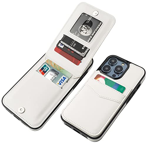 KIHUWEY Kompatibel mit iPhone 14 Pro Max Hülle Wallet mit Kreditkartenhalter, Flip Premium Leder Magnetverschluss Kickstand Heavy Duty Schutzhülle für iPhone 14 Pro Max 6,7 Zoll (Weiß) von KIHUWEY