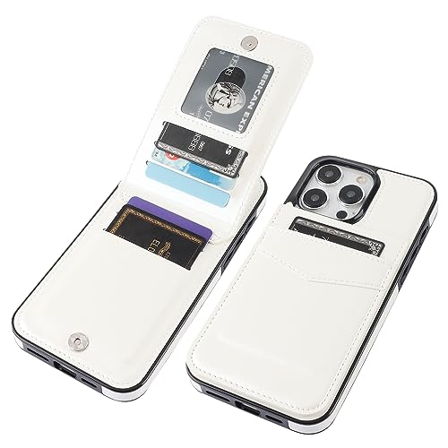 KIHUWEY Kompatibel mit iPhone 15 Pro Max Hülle Wallet mit Kreditkartenhalter, Flip Premium Leder Magnetverschluss Kickstand Heavy Duty Schutzhülle für iPhone 15 Pro Max 6,7 Zoll (Weiß) von KIHUWEY