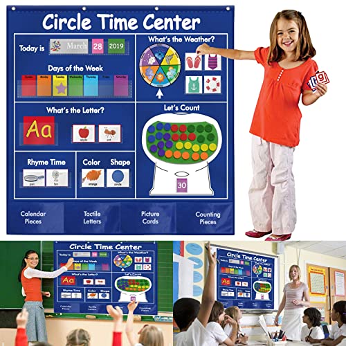 KIKIGOAL Kreis Zeit Center Klassenzimmer Taschenkarte Pädagogische Taschenkarte Lehrmaterialien Lernkalender Wetter Zählen Buchstaben Farbe Form von KIKIGOAL