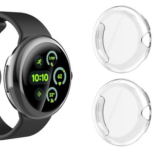 KIKISML 2 Displayschutzfolien, kompatibel mit Google Pixel Watch 3 45 mm, vollständige, ultradünne weiche TPU-Schutzhülle, kompatibel mit Google Pixel Watch 3 45 mm (transparent, transparent) von KIKISML