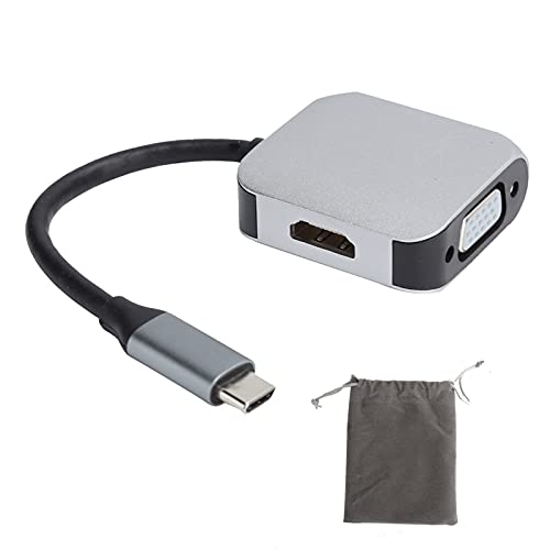 KIKYO USB C Hub, Dockingstation USB C zu HDMI/VGA Adapter für Multi-Display Videokonverter Projektor, Typ C Adapter Hub 4K HDMI 1080P VGA von KIKYO