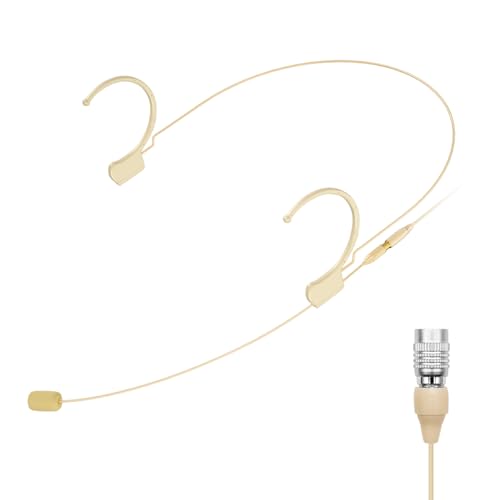 KIMAFUN Headset Mikrofon Professionelles Ohrhörer-Kondensatormikrofon zum Über-Ohr-Hängen, Kompatibel mit Audio-Technica Wireless System Bodypack-Sender, Beige, HC-810 T4 von KIMAFUN