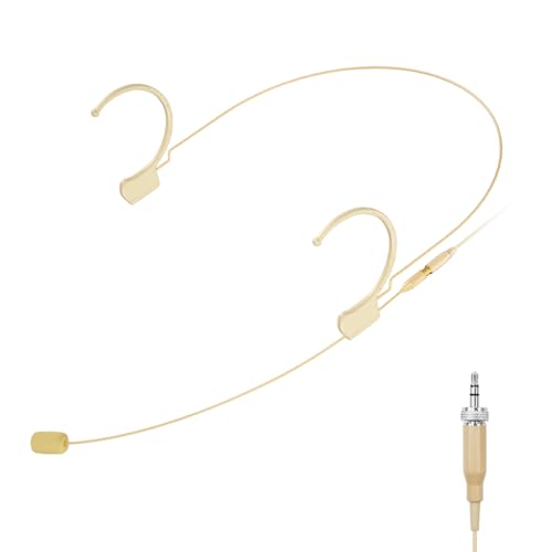KIMAFUN Headset Mikrofon Professionelles Ohrhörer-Kondensatormikrofon zum Über-Ohr-Hängen, Kompatibel mit Senn_heiser Wireless System Bodypack-Sender, Beige, HC-810 C2 von KIMAFUN