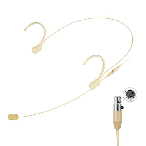 KIMAFUN Headset Mikrofon Professionelles Ohrhörer-Kondensatormikrofon zum Über-Ohr-Hängen, Kompatibel mit Mini XLR TA3F Wireless System Bodypack-Sender, Beige, HC-810 D3 KIMAFUN Headset Mikrofon Professionelles Ohrhörer-Kondensatormikrofon zum Über-Ohr-Hängen, Kompatibel mit Mini XLR TA3F Wireless System Bodypack-Sender, Beige, HC-810 D3 von KIMAFUN