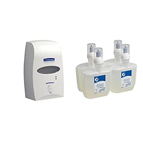 Kimberly-Clark Professional berührungsloser elektronischer Hautpflegespender 92147 - Weiß, 1, 2 l + Scott Control Schaum-handseife 6345, 4 x 1,2 l elektronische Nachfüllkassetten - transparent von KIMBERLY-CLARK