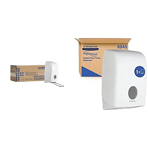 Kimberly-Clark Seifenspender Aquarius 6955 - Schaumseifespender - Weiß, 1 l & Aquarius Spender für Papierhandtücher 6945 – 1 x Papierhandtuchspender, weiß von KIMBERLY-CLARK