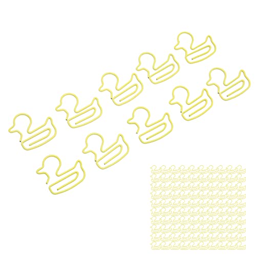 100 Pcs Gelb, 100 Pcs Paper Clips Entenform Leicht Tragbar Geformtes Metall Cute Electroplating Process Paperclip Office Fashion für Schüler Lehrer von KIMISS