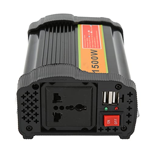 1500 W Reiner Sinuswellen-Wechselrichter 12 V DC zu 1 220 V-240 V AC-Autoladegerät-Konverter Solarstrom-Wechselrichter mit Integriertem 5 V / 2,1 A USB-Anschluss für Wohnmobil-LKW-Auto-Solarsystem-Not von KIMISS