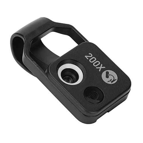 200X Zoom-Telefon, Zoom-Objektiv für LED-Licht, Mobiles Externes Objektiv, Tragbare Mikroskop-Kamera, Schwarze Bildlupe, Handy, USB-Mikroskope, Tasche mit CPL (Black) von KIMISS