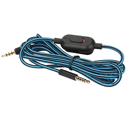 3.5mm Audio Kabel Nylon Geflochtenes 2M Klinke auf Klinke Kabel Ersatzkabel mit Inline-Lautstärkeregler, Stummschalter für G Pro/G Pro X/G433/G233(Blau) von KIMISS