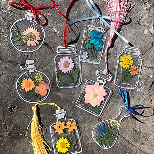 30 Transparent Getrocknete Blumenhesezeichen, 30 Prozent Hausgemachte Schöne Blumen Lesezeichen Aufkleber Spaß a (A) von KIMISS