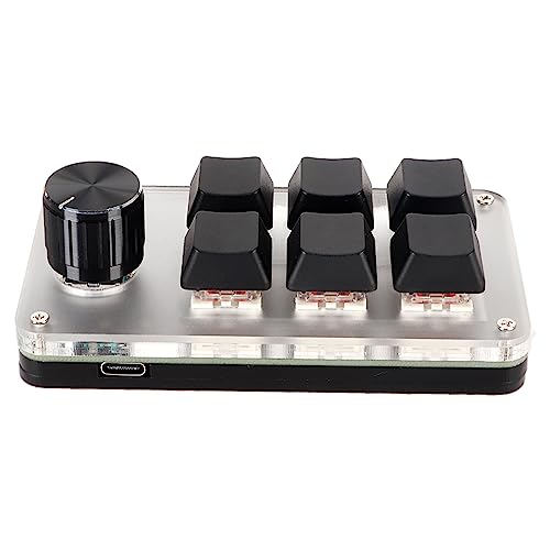 4-Tasten-Tastatur, Ylic-Usbro-Taste, Roter Switchro-Tastaturstecker und Individuell Angepasste Playomic-Knöpfe, USB-Tastatur für Desktop-PCR-Tastatur (6 Tasten mit 1 Knopf) von KIMISS