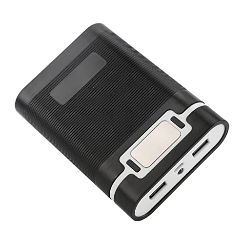 4 X Power Bank Box, Batterie-Außengehäuse, 4 Stück Batterien, Dual-USB-Lötfreie Ladegeräte mit LCD-Display, Schnelles Aufladen, Weiße LED-Funktion, Tragbar für Kameras (Black) von KIMISS