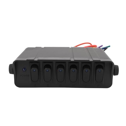 6 Gang Rocker Switch Box Automotive Kippschalter Panel DC12V zu 24V 40Amp Wasserdicht für Auto Boot RV SUV UTV (BLUE) von KIMISS