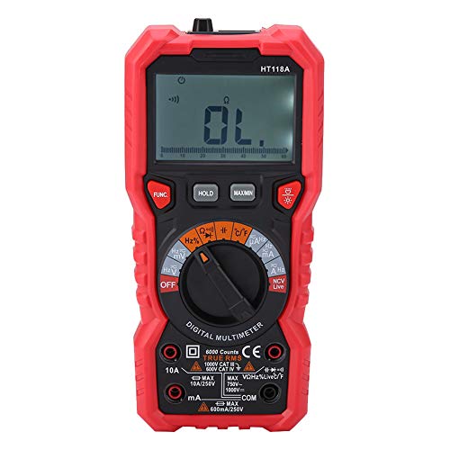 AC/Digital Multimeter HT118A Handheld Volt AMP OHM -Kapazitätstester mit Taschenlampe und 6000 Zählungen Messanzeige von KIMISS