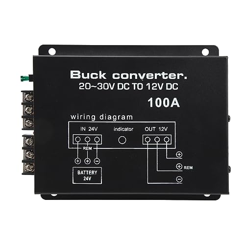 Auto-Wechselrichter, Schwarz, Auto-Stromrichter, 100 A, Hochfester Übertemperaturschutz, DC 24 V auf 12 V, Konverter für Auto-Kühlschränke von KIMISS