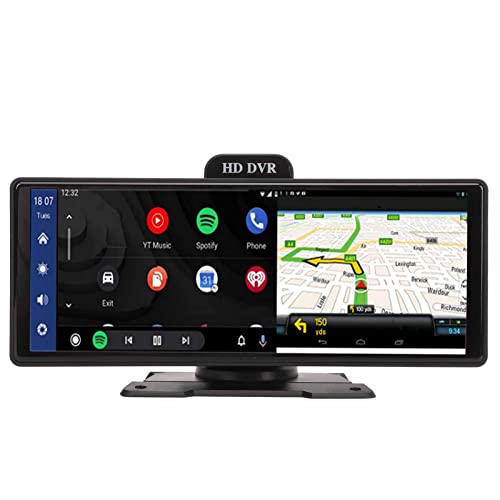 Autoradio-Empfänger, Dash Mount Stereo Tragbarer 10-Zoll-IPS-Touchscreen für Android-Empfänger, Auto Wireless Carplay 2K 1080P-Aufnahme von KIMISS