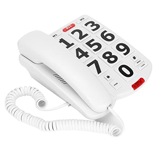 Großes Tastentelefon, Festnetz mit Easy to Seniorentelefon House Wired Senior Phone Read Buttons and Super Loud Ringtones von KIMISS