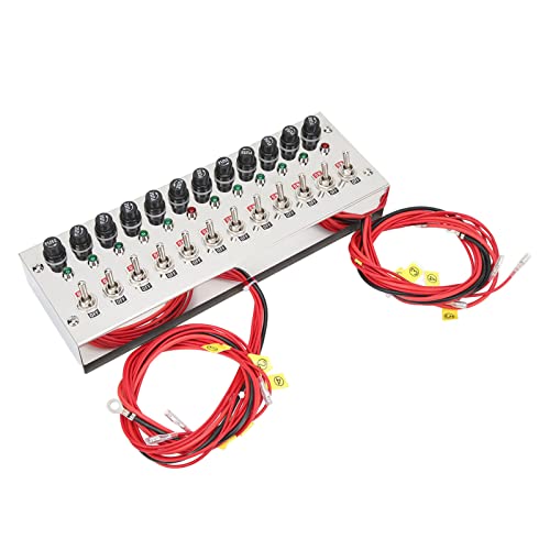 KIMISS 12 Gang Wippschalter Panel DC 12/24VMount Toggle ON OFF Switch Panel für Rennwagen LKW Yachten Schiffe von KIMISS
