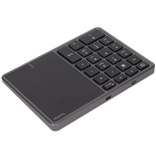 KIMISS 2 in 1, 22 Tasten Wireless BT4.2 2.4G Wireless Touchpad Externer Nummernblock Touchpad Bluetooth Tastatur Typ C Aufladen 500mAh Akku ZiffernblockSchwarz (Eisengrau) von KIMISS