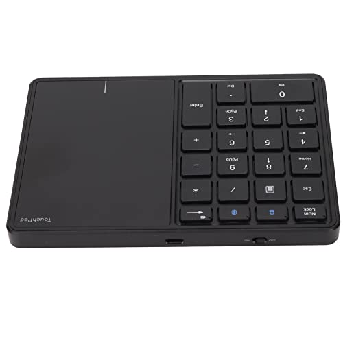 KIMISS 2 in 1, 22 Tasten Wireless BT4.2 2.4G Wireless Touchpad Externer Nummernblock Touchpad Bluetooth Tastatur Typ C Aufladen 500mAh Akku ZiffernblockSchwarz (Schwarz) von KIMISS