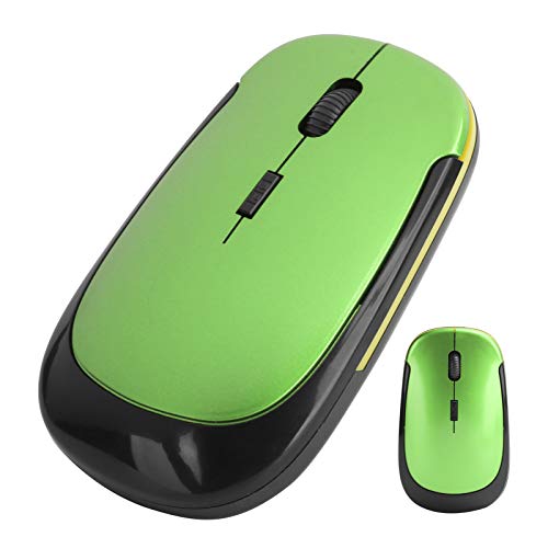 KIMISS 2.4G Wireless Mouse, Optischer USB-Empfänger Notebook Leadall Black Wireless Einstellbare Maus Computerzubehör 1600dpiBlack (Grün) von KIMISS