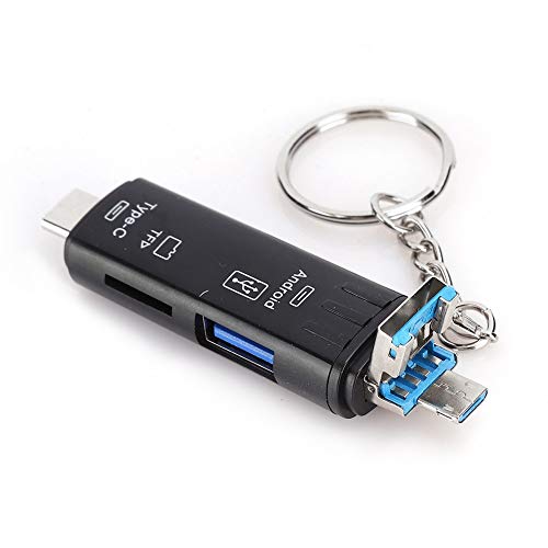 KIMISS 5 in 1, Funktion Kartenleser Speicher -Stativ Slim Typ C OTG USB2.0 Multi Micro Adapter (Schwarz) (Schwarz) von KIMISS