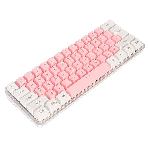 KIMISS 60% Kabelgebundene Gaming-Tastatur, RGB-imitierte Tastaturen mit Hintergrundbeleuchtung, Mechanische Technik, Kompakte 61 Tasten Zum Tippen, Weißer Gamer-Typist (Weiß Rosa) von KIMISS
