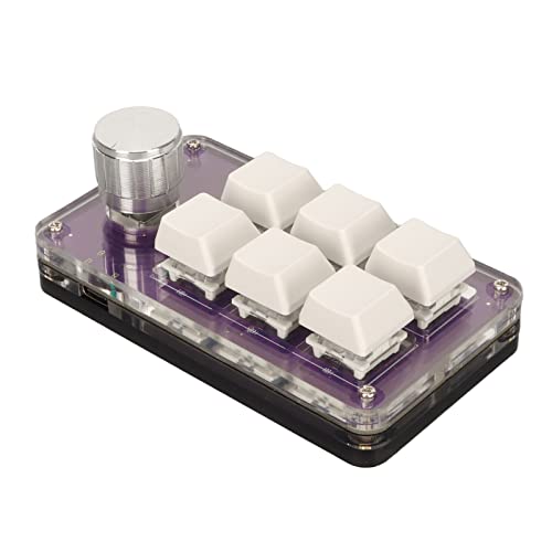 KIMISS AX-K06-VT1-RGB Anpassbare Mechanische Tastatur mit 6 Tasten und RGB-Beleuchtung – Kabelgebundene USB-Minitastatur mit Drehknopf – Blaue Schalter für PC, DIY Programmierbare von KIMISS