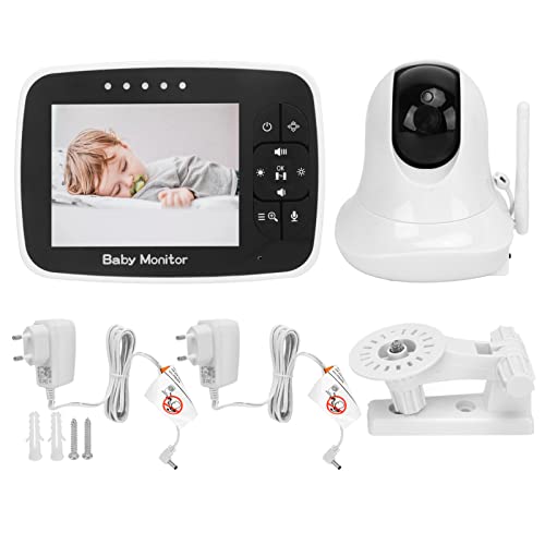 KIMISS Audio-Babyphone, 3,5-Zoll-Baby-Videomonitor, Nachtsicht, 2-Wege-Gespräch, Wiegenlied, Sicherheits-Babykamera mit Temperaturerkennung, 100‑240 V(#2) von KIMISS