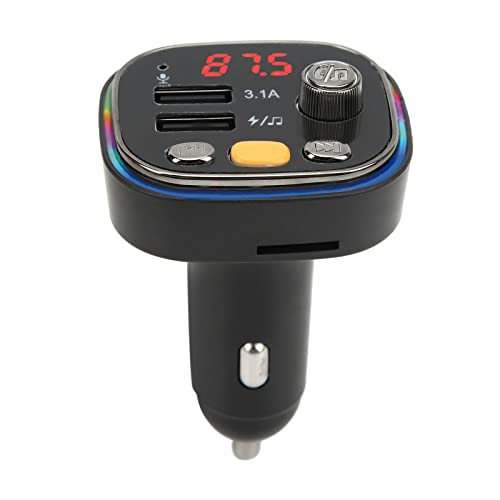 KIMISS Bluetooth FM Transmitter, 12-24V Musikplayer Dual USB FM Radio Adapter Schnellladegerät Freisprechen LED Farbe Hintergrundbeleuchtung für Auto von KIMISS