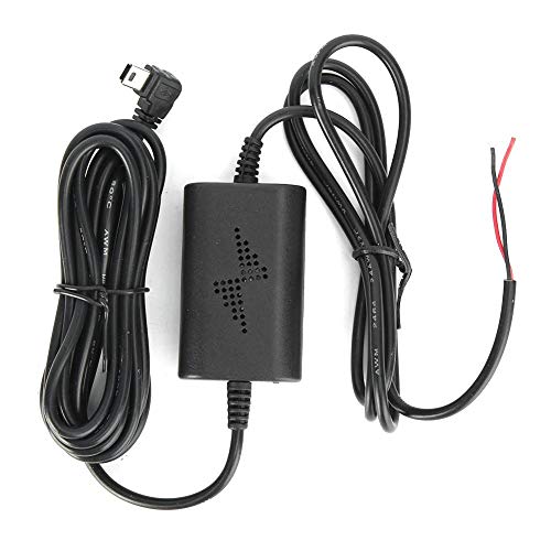 KIMISS Dash Cam Hardwire Kit 12 V/24 V bis 5 V 2,5 A Mini-USB-Abwärtsleitung mit linkem Winkel für das Parkmanagement von KIMISS