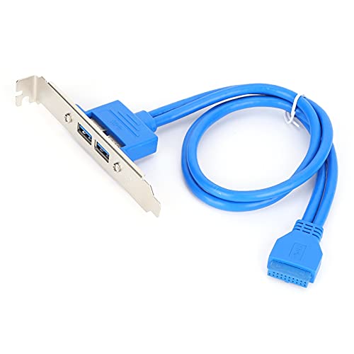 KIMISS Erweiterungshalterung Host-Adapter Erweiterung USB 2.0-Halterung PVC-Aluminiumlegierung Messing Doppel-USB-Schallwandkabel Motherboard 19-polig auf Dual-Port A-Buchse (Blau) von KIMISS