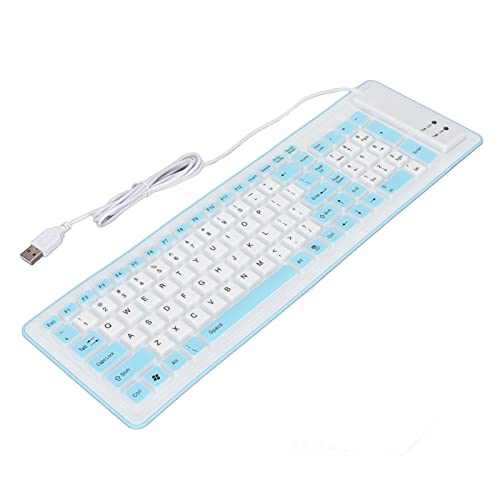 KIMISS Faltbare Silikon-Tastatur, Tasten USB-Kabel Silikon-Silikon-Tastatur 103 Wasserdicht Stumm Fadeless für PC Laptop Lila (Blau) von KIMISS