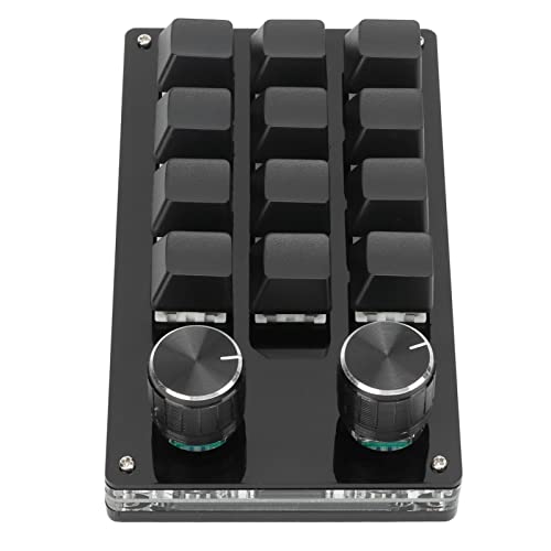 KIMISS Gaming-Mechanische Tastatur, Einhand-Makro-Mechanische Tastatur 12-Tasten-Multifunktions-DIY-Programmierbare Tastatur für Büro-Gaming-Labor (Black) von KIMISS