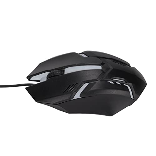 KIMISS Gaming Mouse RGB, Light 1600 DPI 3D Scroll Glowing Breathing Wheel Ergonomischer Kabelgebundener USB-Computer für PC (Schwarz) von KIMISS